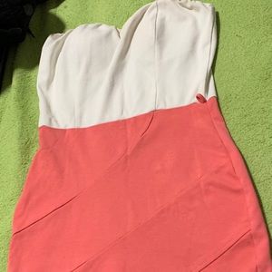 Strapless White/pink Dress